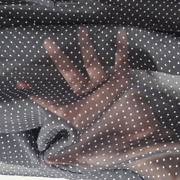 GEORGE long sleeve sheer black polka dot longsleeves blouse button down XL - Picture 6 of 8